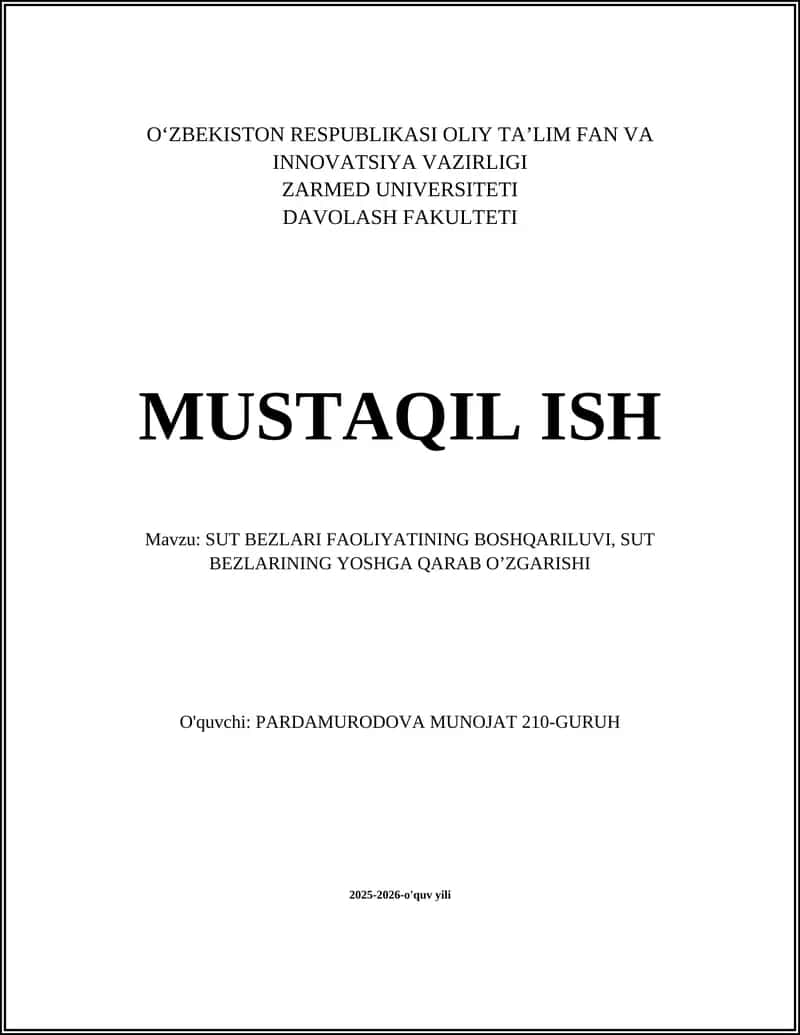 SUT BEZLARI FAOLIYATINING BOSHQARILUVI