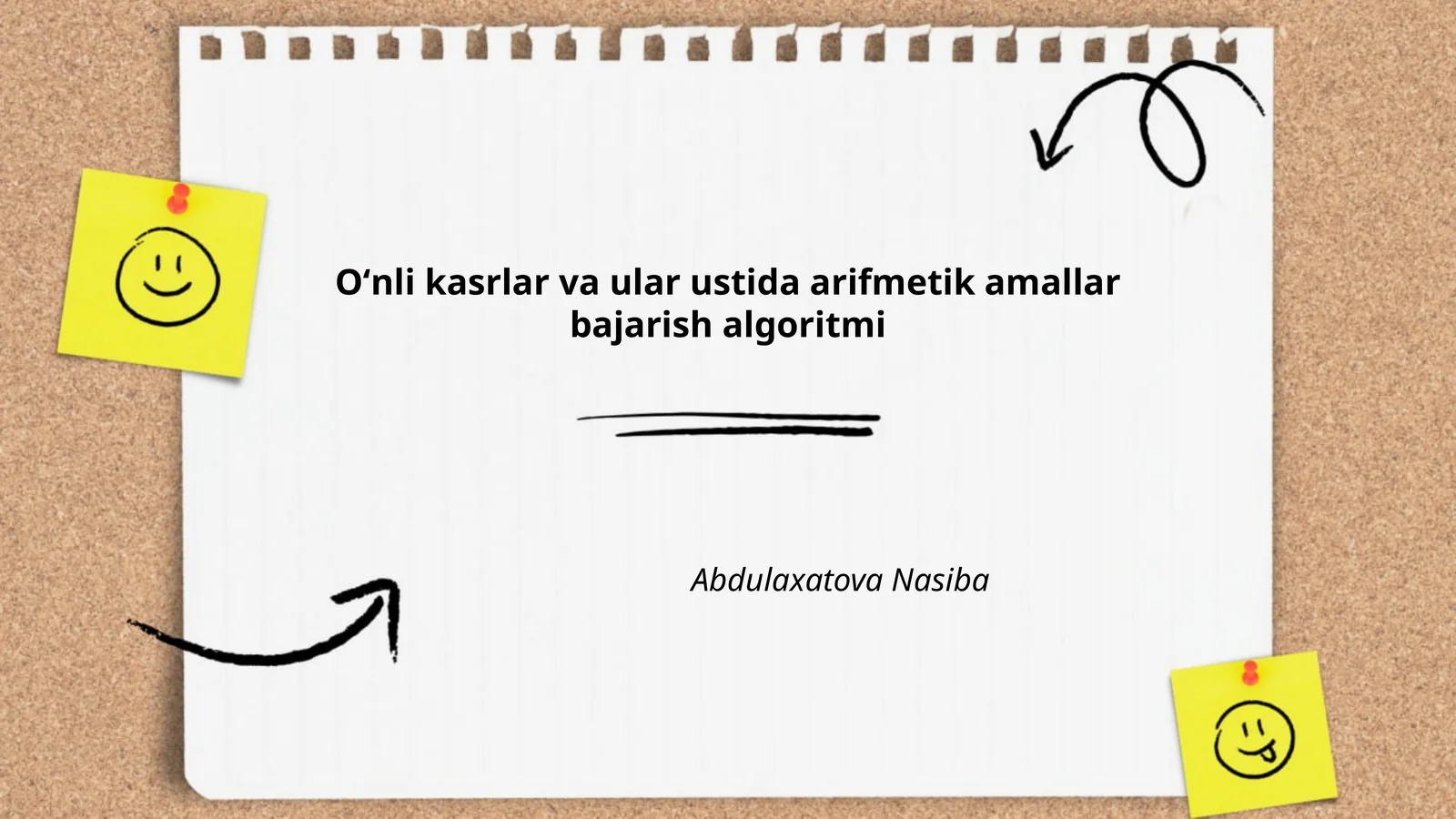 Oʻnli kasrlar va ular ustida arifmetik amallar bajarish algoritmi