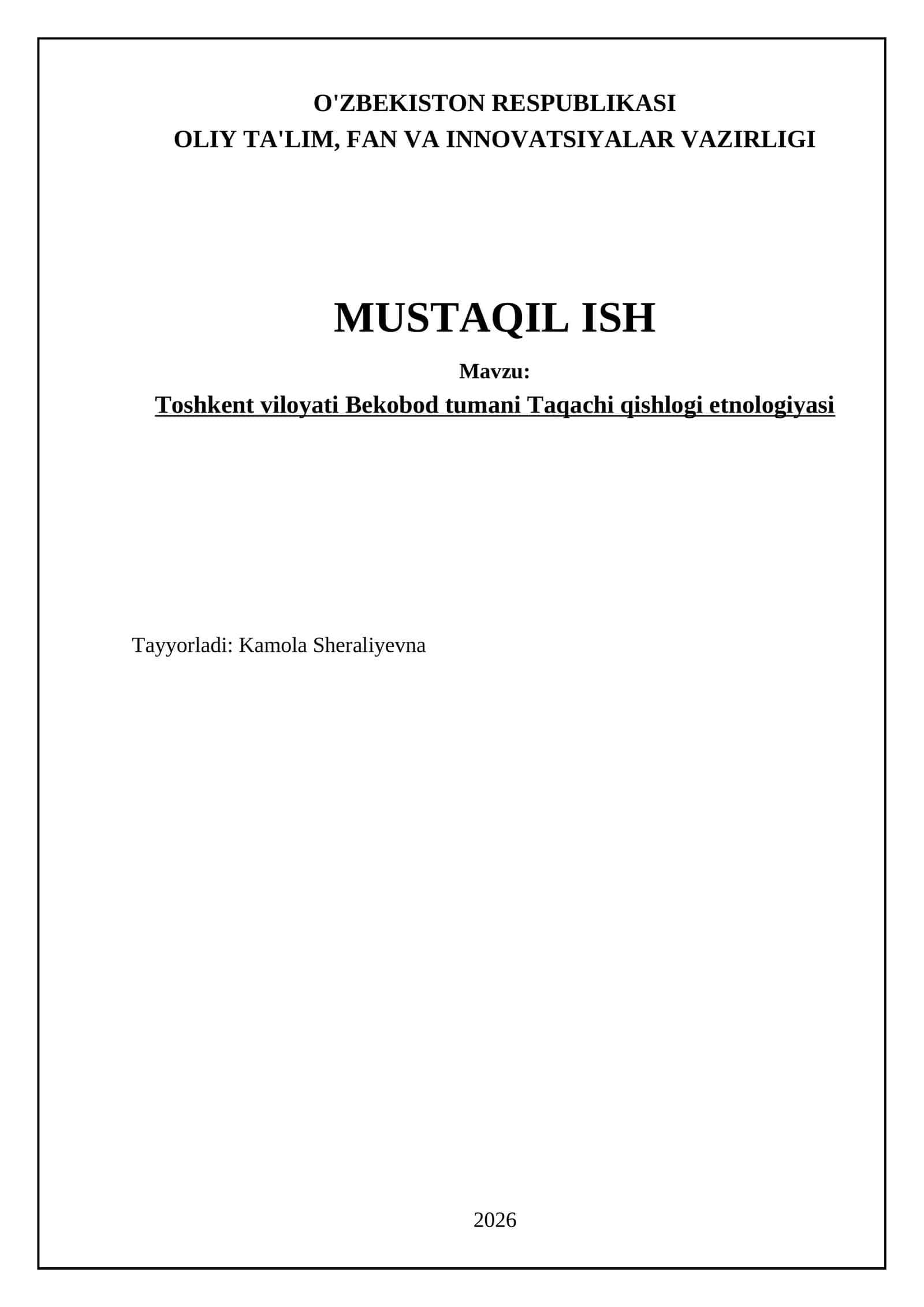 Taqachi qishlog'ining etnologiyasi