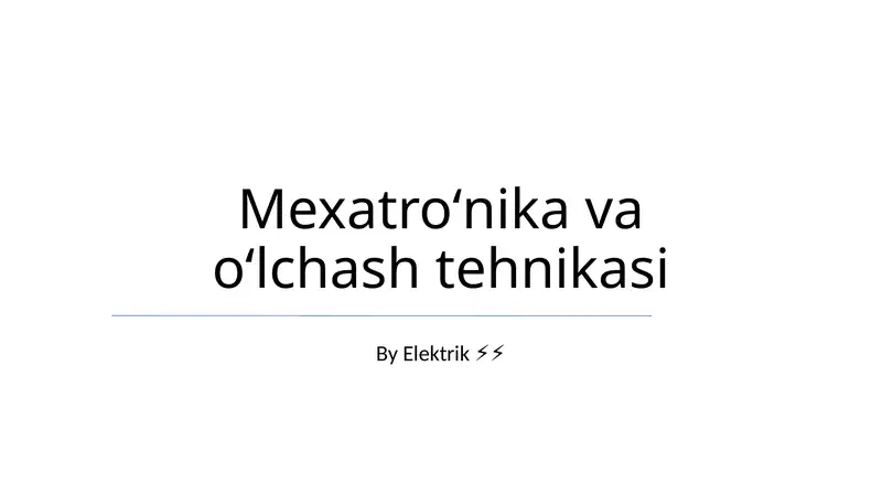 Mexatroʻnika va oʻlchash tehnikasi