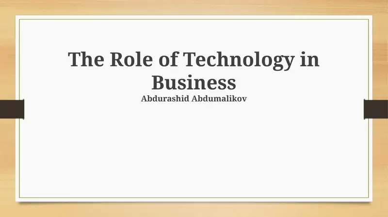 The Role of Technology in Business