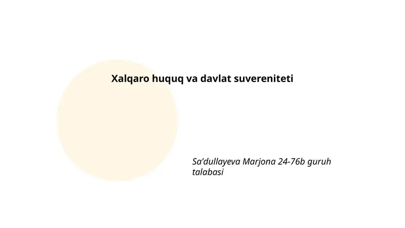Xalqaro huquq va davlat suvereniteti