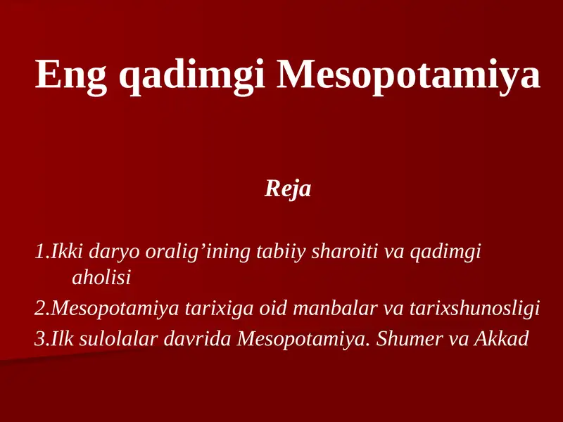 Eng qadimgi Mesopotamiya