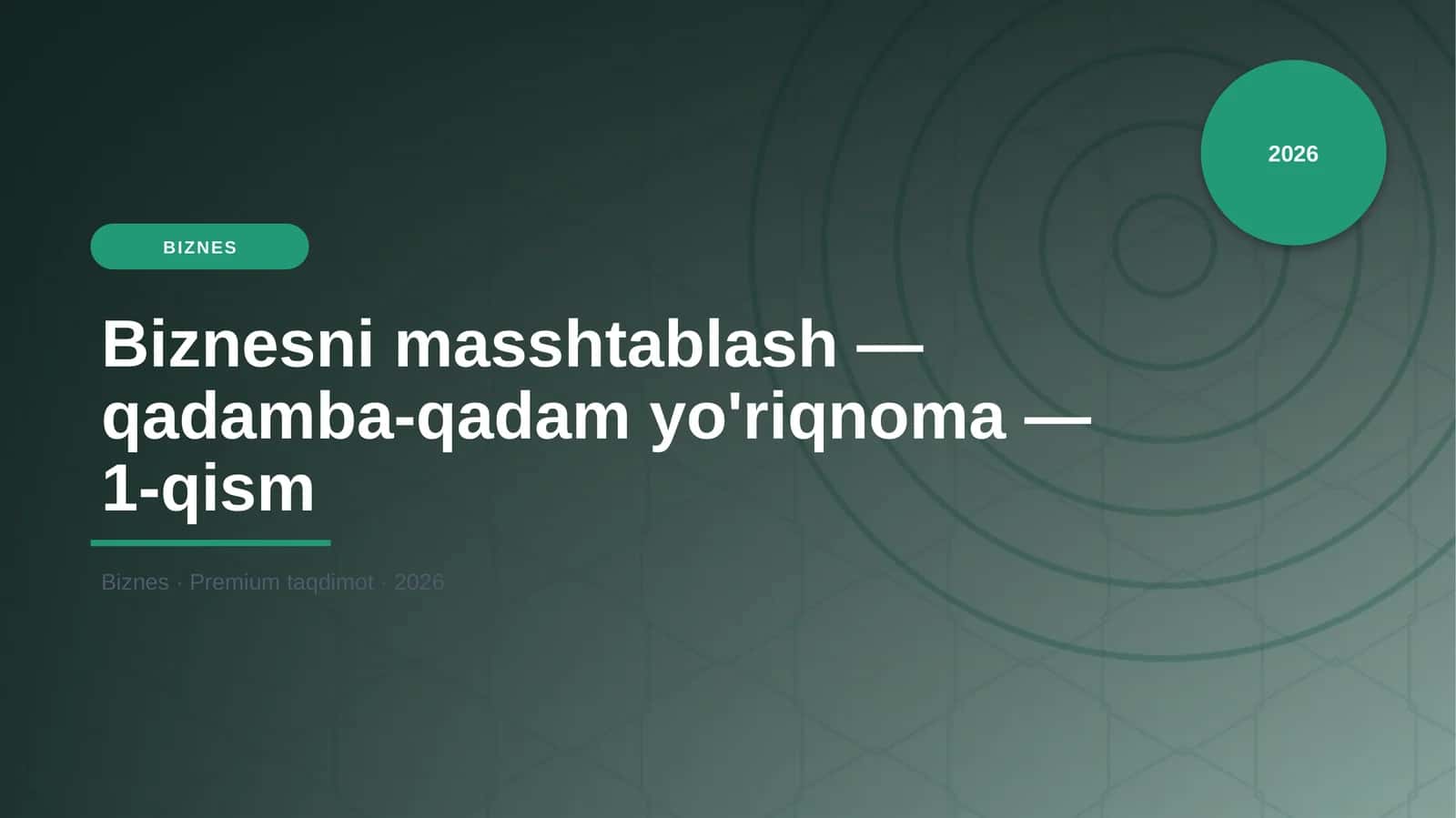 Biznesni masshtablash — qadamba-qadam yo'riqnoma — 1