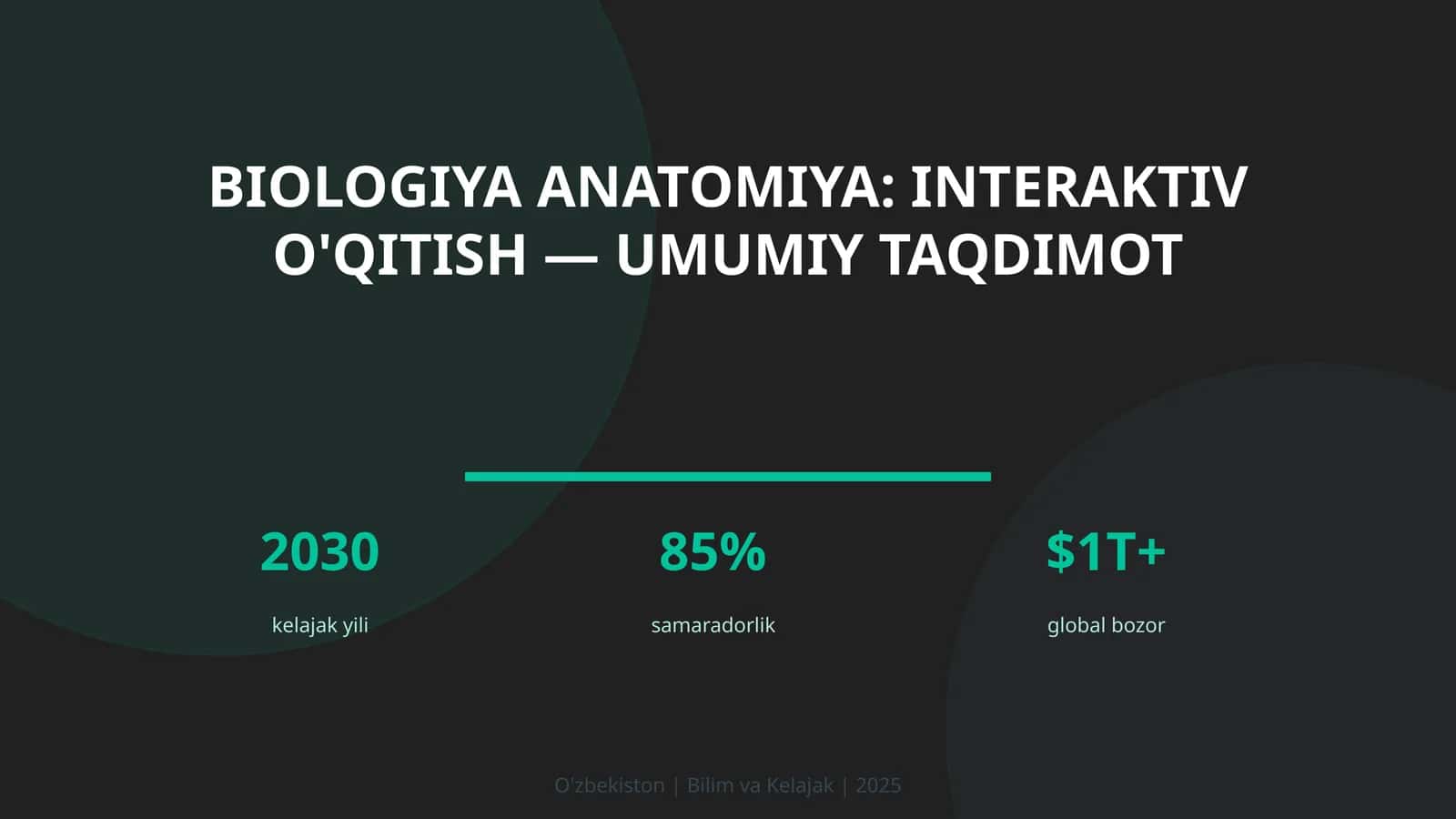 Biologiya anatomiya: interaktiv o'qitish — umumiy taqdimot