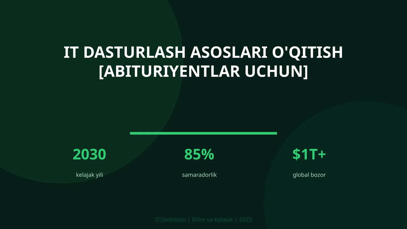 IT dasturlash asoslari o'qitish [abituriyentlar uchun]