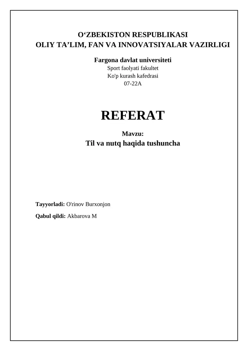 Til va Nutq: Asosiy Tushunchalar va Tuzilishi