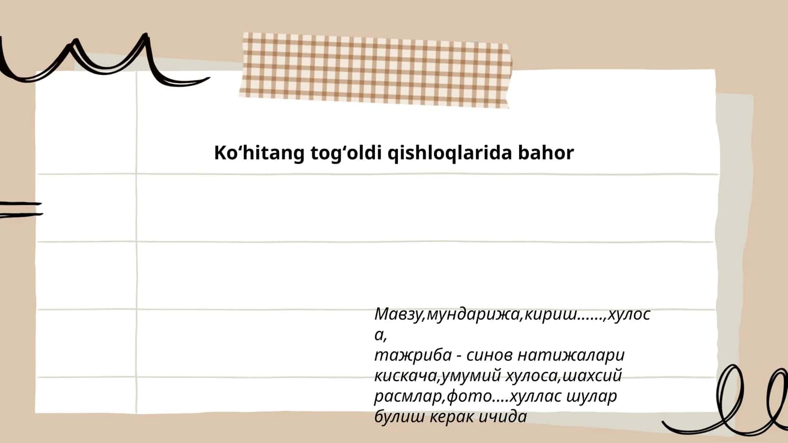 Koʻhitang togʻoldi qishloqlarida bahor