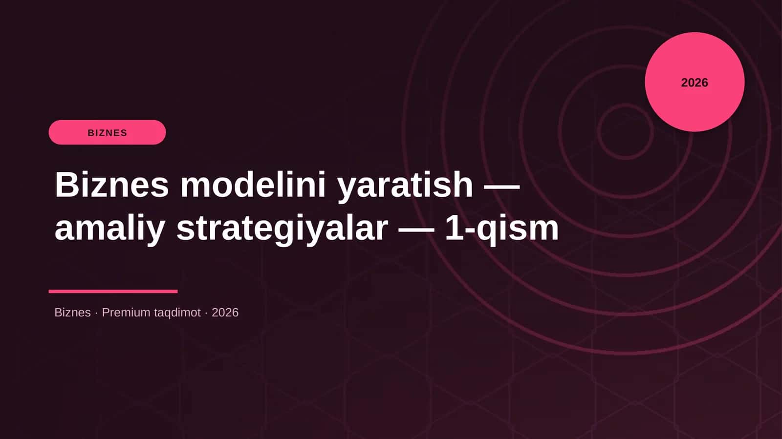 Biznes modelini yaratish — amaliy strategiyalar — 1-qism
