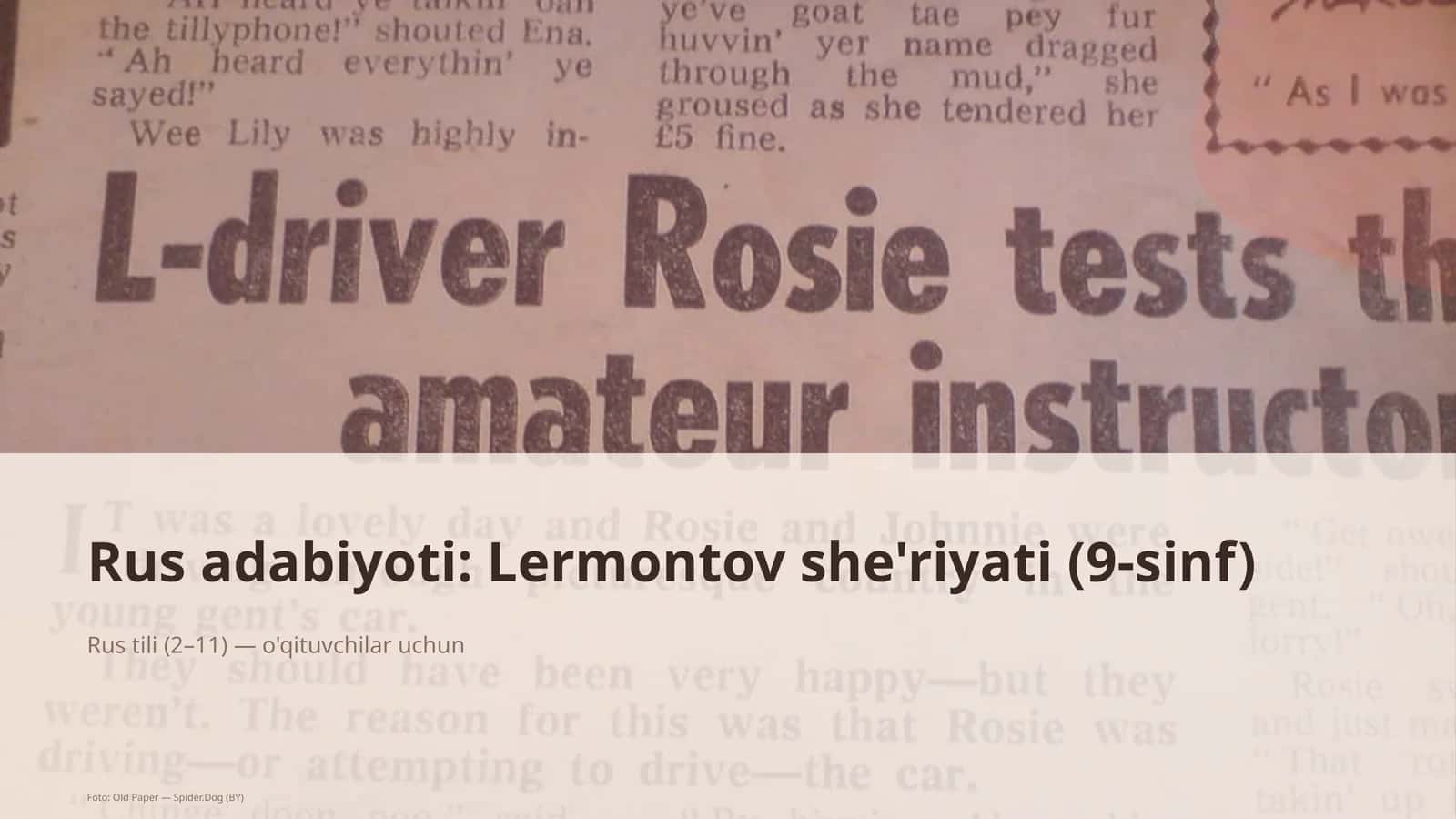 Rus adabiyoti: Lermontov she'riyati (9-sinf)