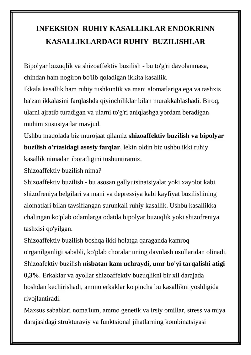 Shizoaffektiv buzilish