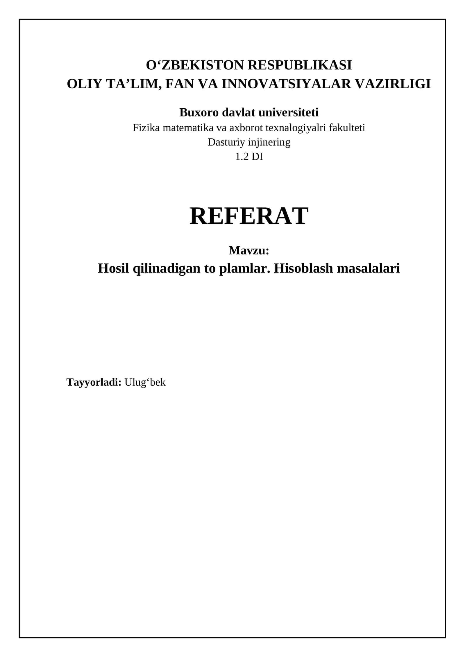 Hosil qilinadigan to plamlar. Hisoblash masalalari