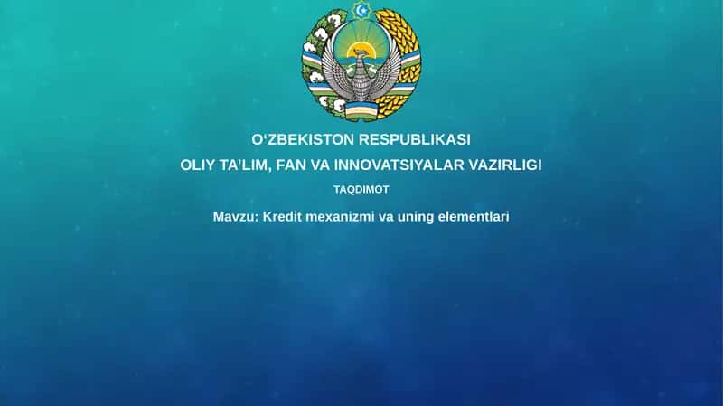 Kredit mexanizmi va uning elementlari