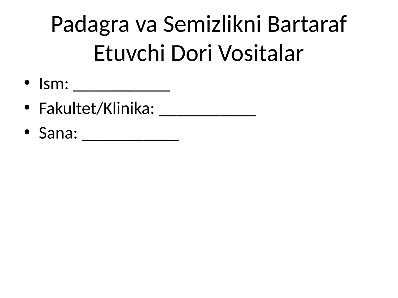 Padagra va Semizlikni Bartaraf Etuvchi Dori Vositalar