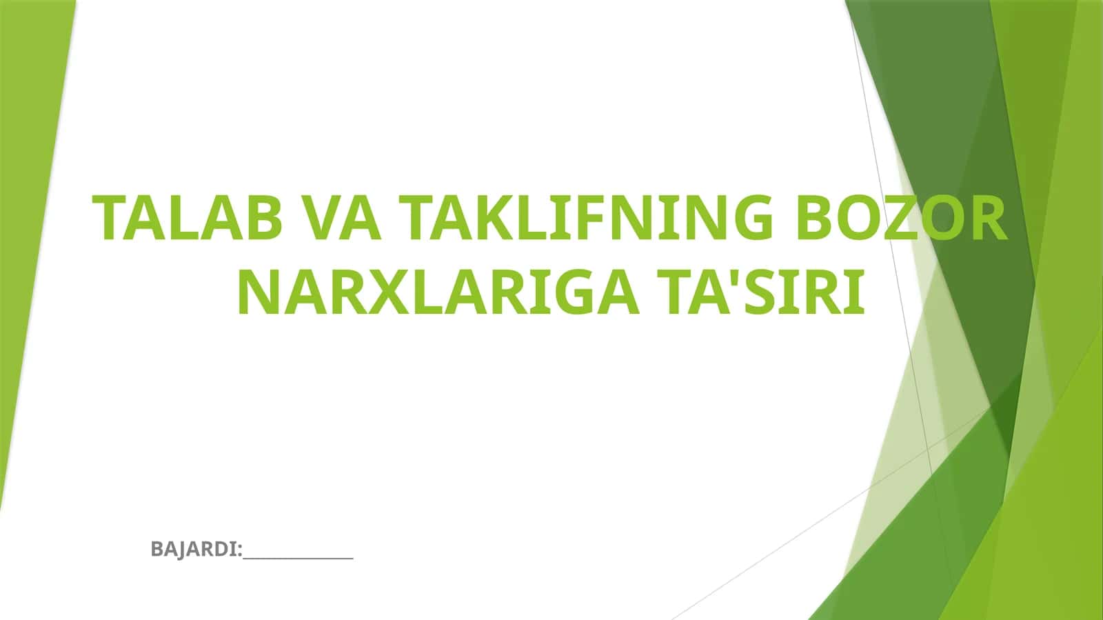 Talab va taklifning bozor narxlari