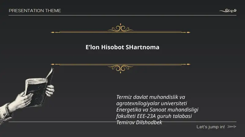 Eʼlon Hisobot SHartnoma