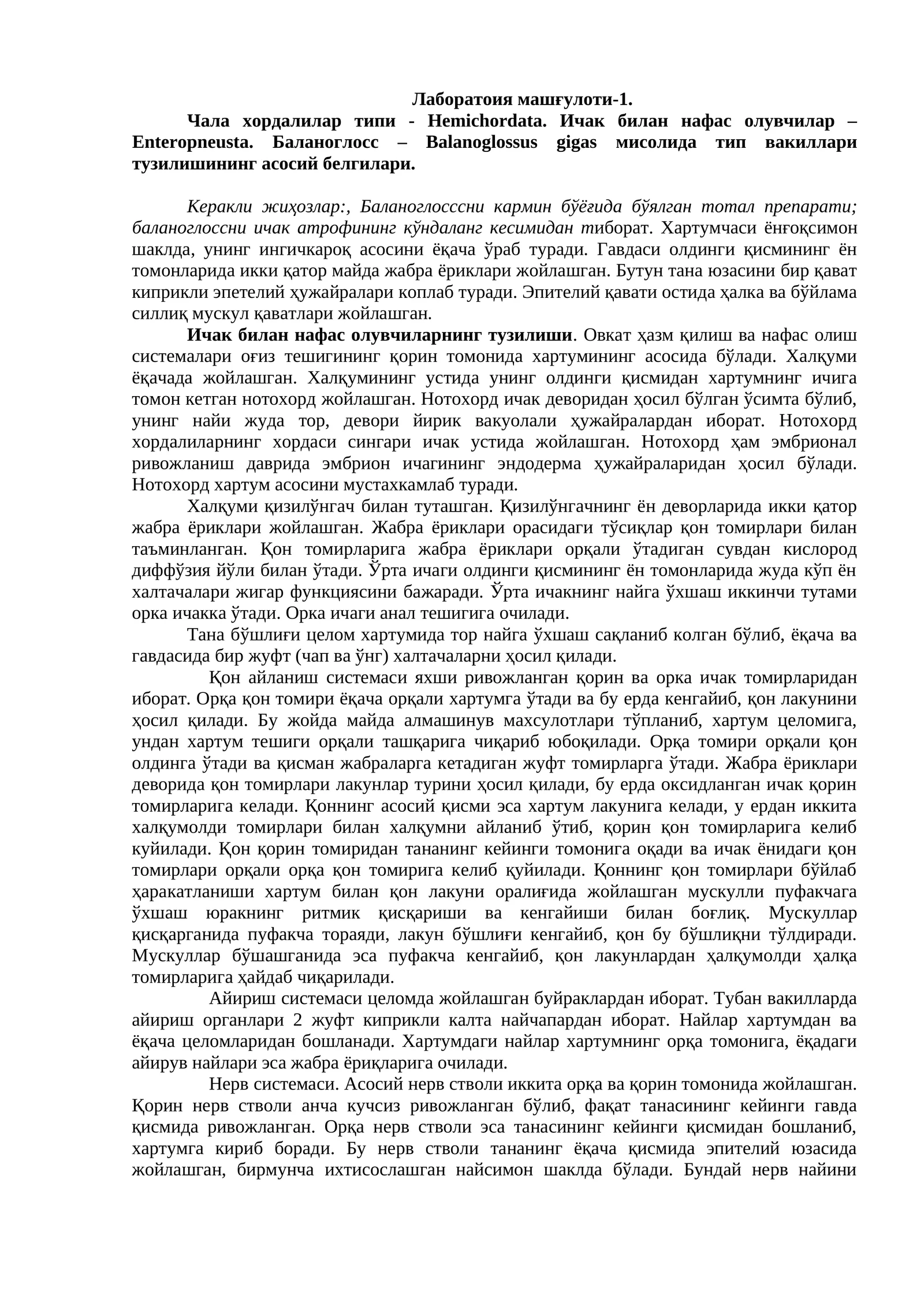 Чала хордалилар типи - Hemichordata