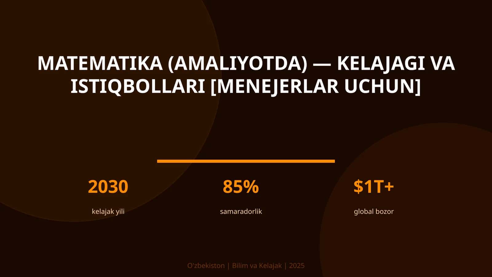 MATEMATIKA (AMALIYOTDA) — KELAJAGI VA ISTIQBOLLARI [MENEJERLAR UCHUN]
