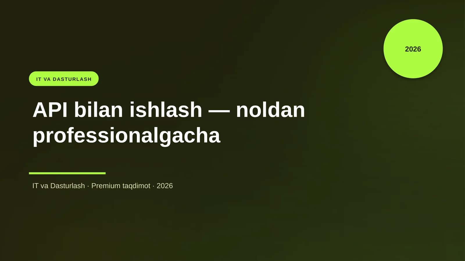 API bilan ishlash — noldan professionalgacha