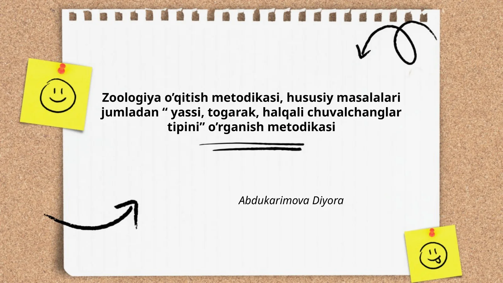 Zoologiya o’qitish metodikasi, hususiy masalalari jumladan “ yassi, togarak, halqali chuvalchanglar tipini” o’rganish metodikasi