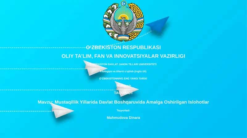 Mustaqillik Yillarida Davlat Boshqaruvida Amalga Oshirilgan Islohotlar