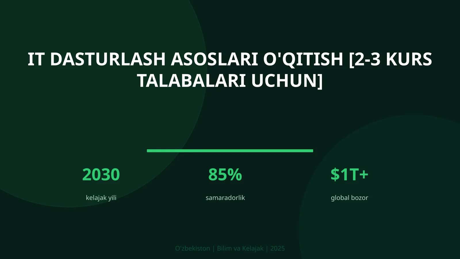 IT dasturlash asoslari o'qitish [2-3 kurs talabalari uchun]