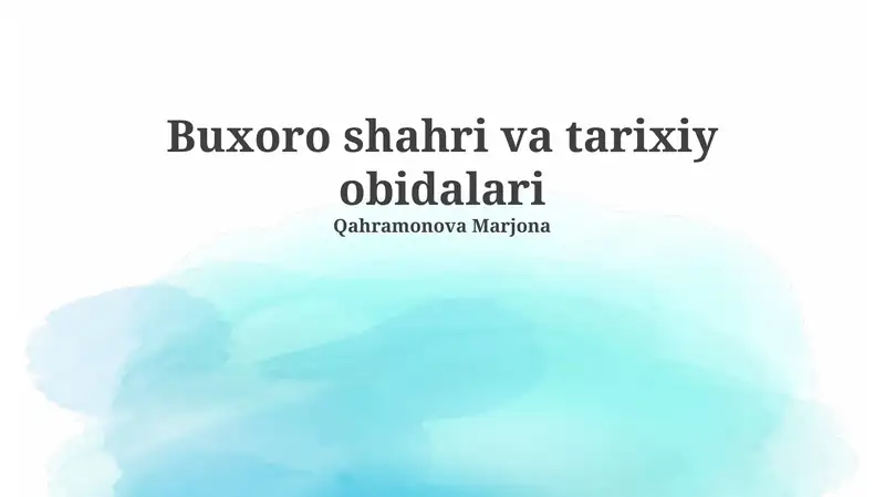 Buxoro shahri va tarixiy obidalari