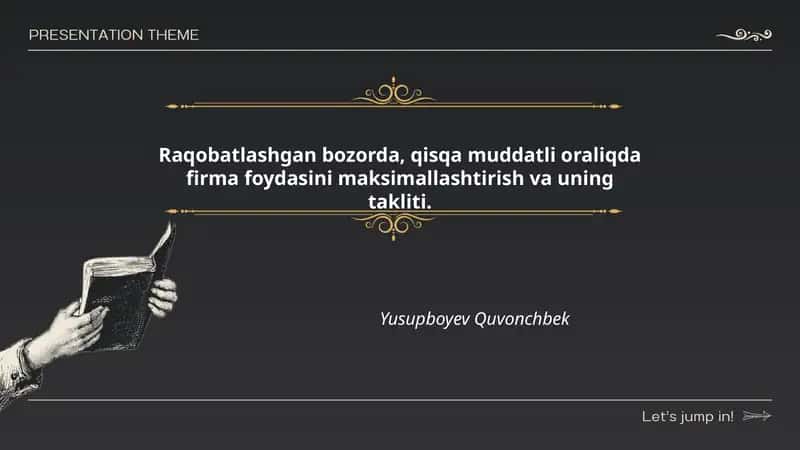 Marjinal daromad va marjinal xarajat tenglama