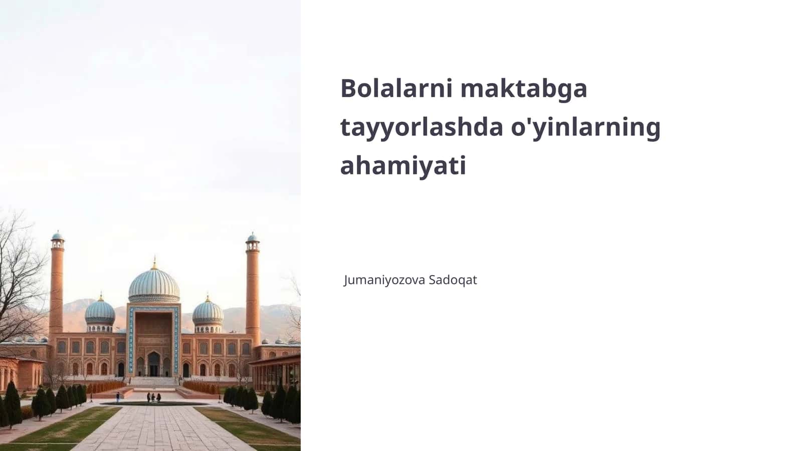 Bolalarni maktabga tayyorlashda o'yinlarning ahamiyati