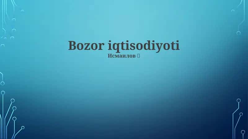 Bozor iqtisodiyoti