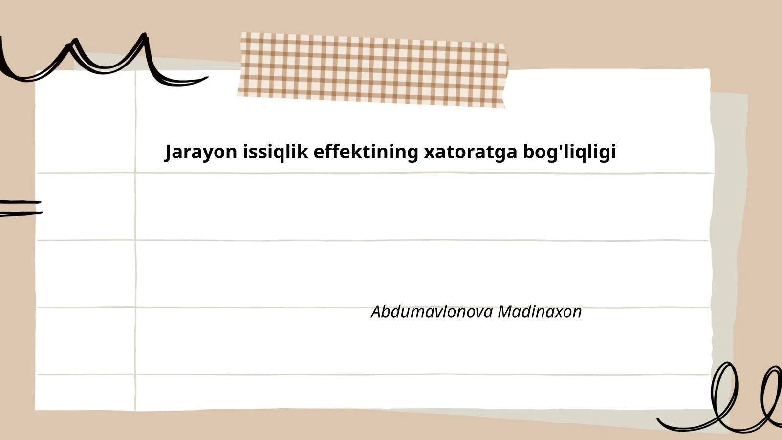Jarayon issiqlik effektining xatoratga bog'liqligi