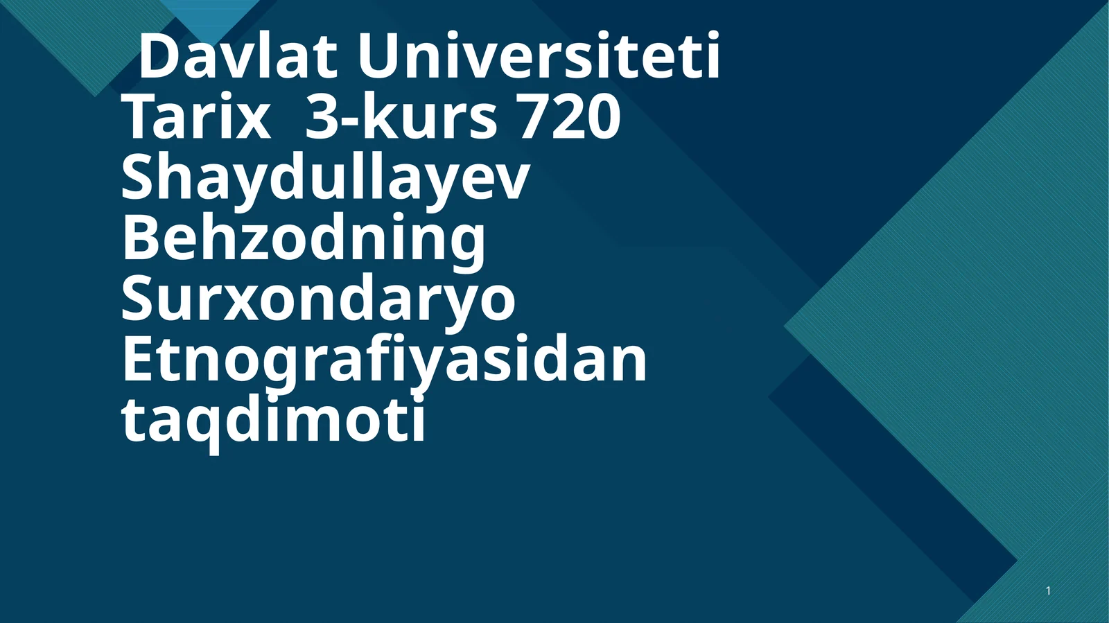 Shaydullayev Behzodning Surxondaryo Etnografiyasidan taqdimoti