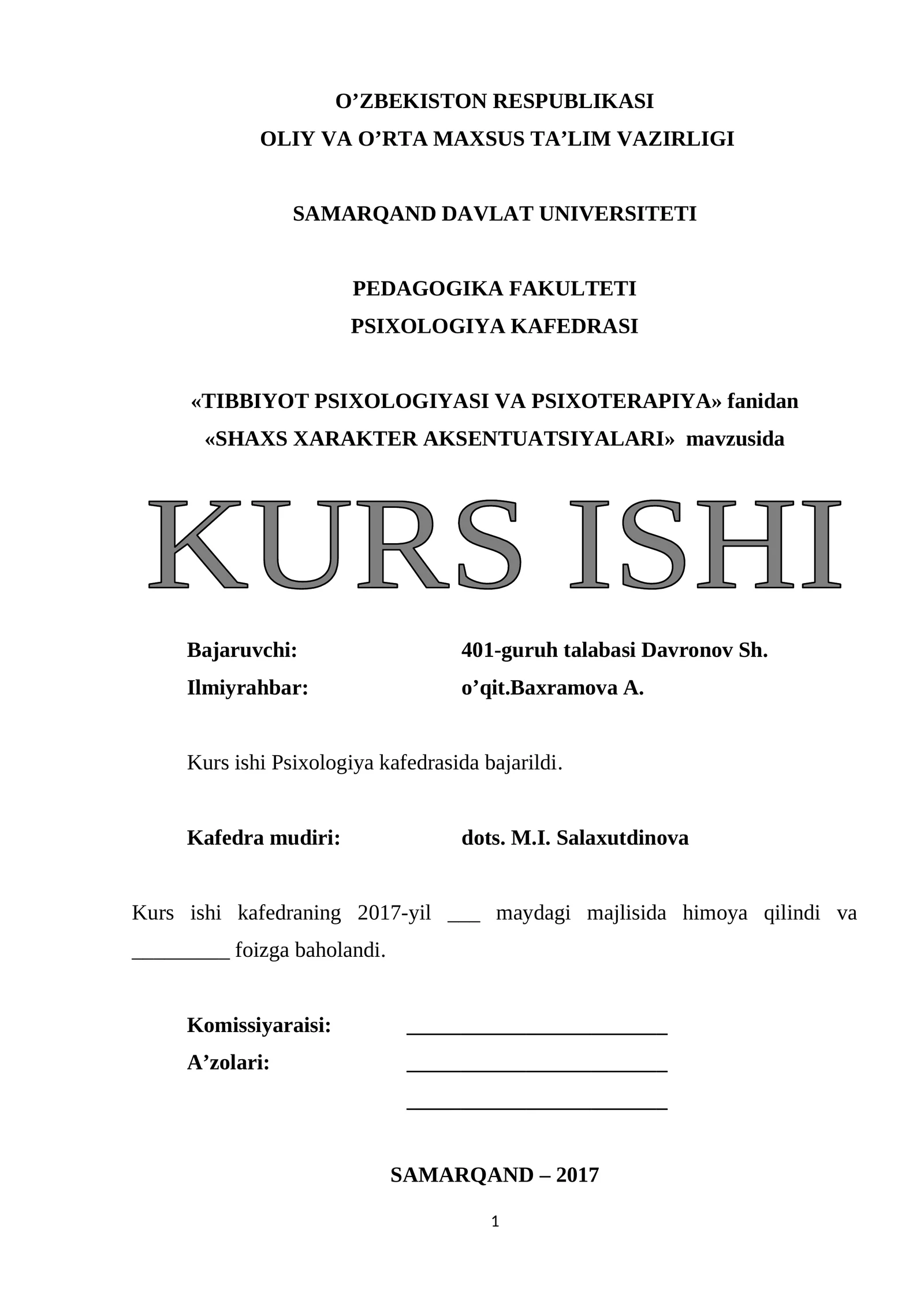 SHAXS XARAKTER AKSENTUATSIYALARI
