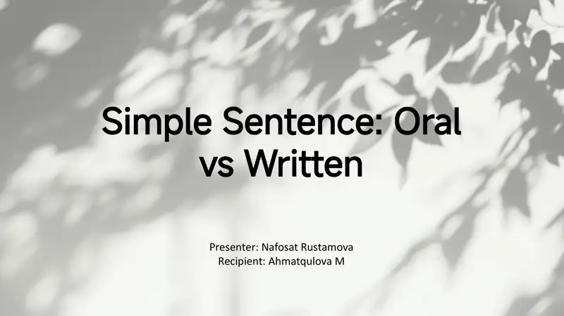 Foundations of Simple Sentences