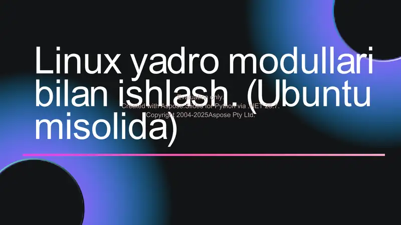Linux yadro modullari bilan ishlash. (Ubuntu misolida)