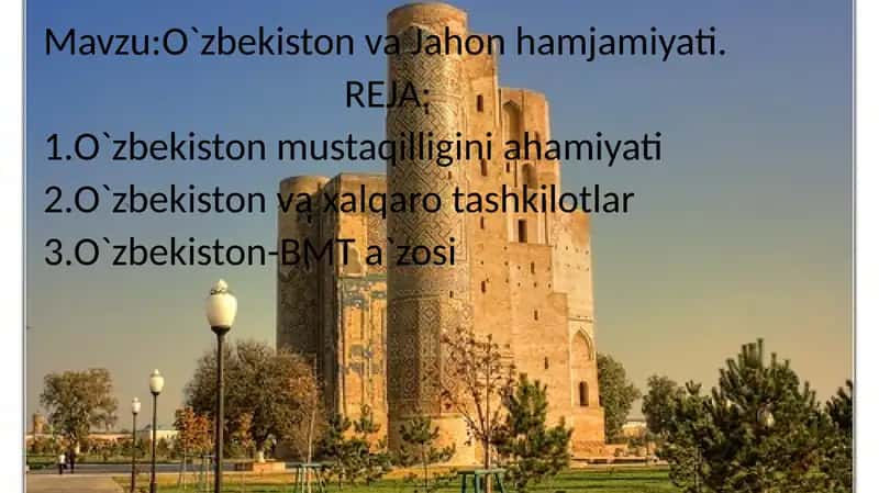 O`zbekiston va Jahon hamjamiyati