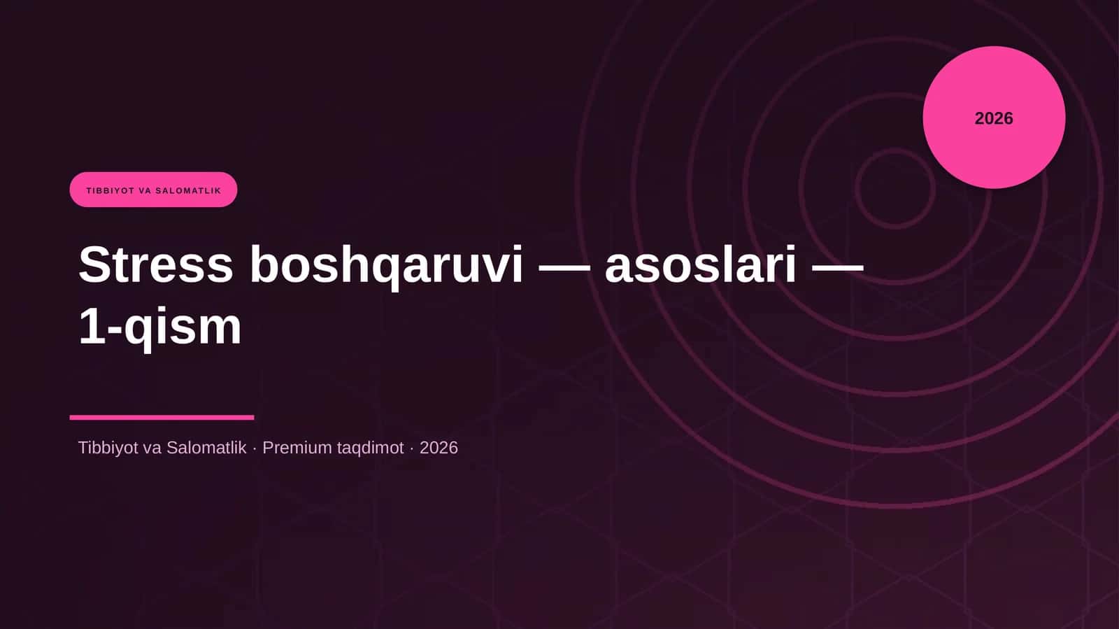 Stress boshqaruvi — asoslari — 1-qism