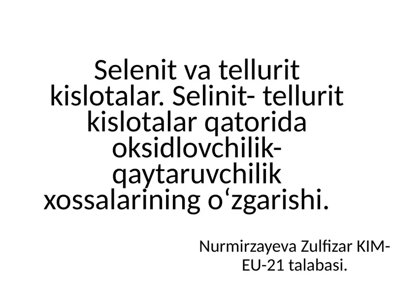 Selenit-tellurit kislotalar