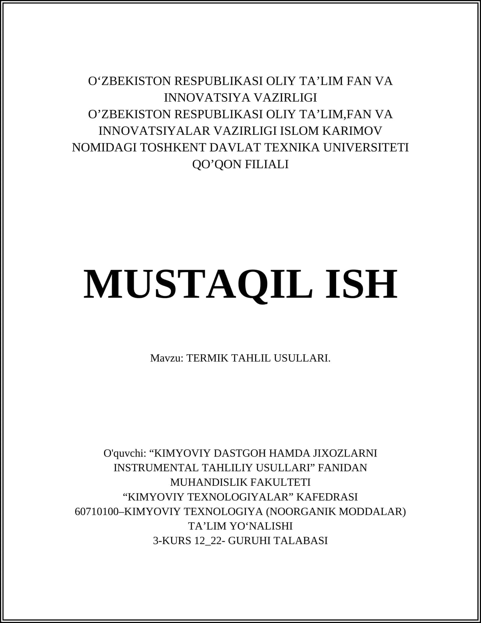 TERMIK TAHLIL USULLARI