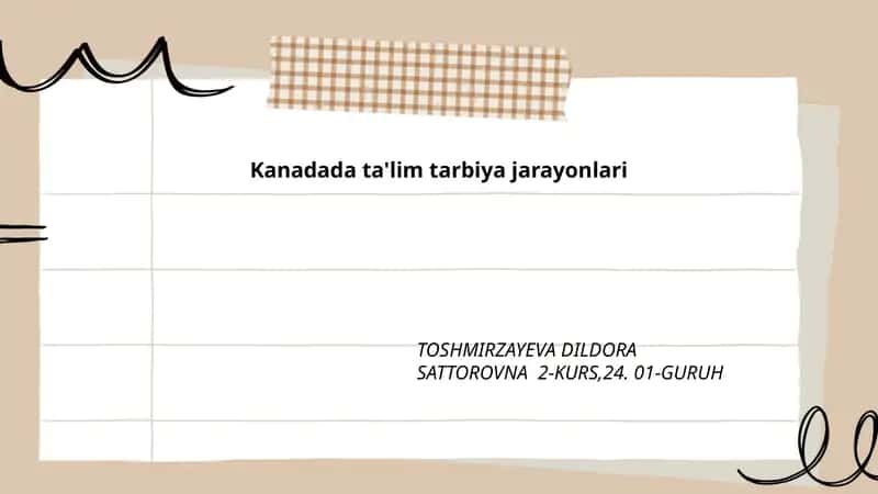 Kanadada erta bolalik ta'limi va maktabgacha tarbiya