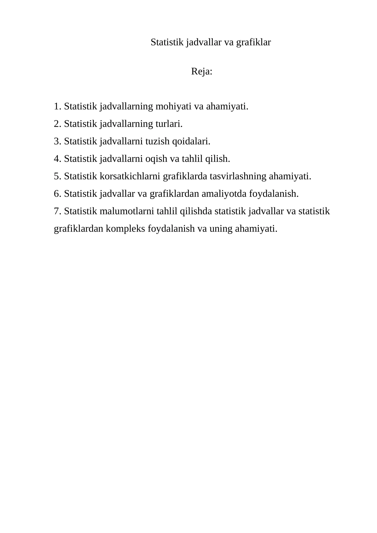 Statistik jadvallar va grafiklar