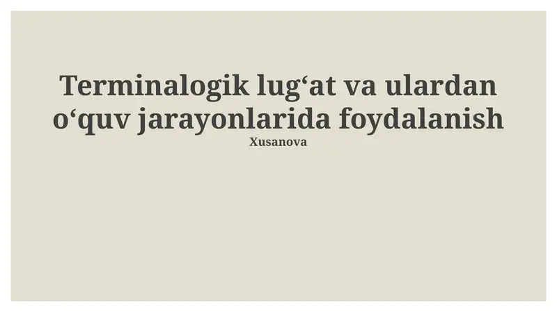 Terminologiya Lug'ati