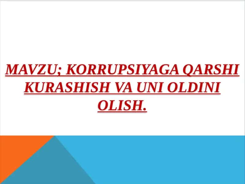 Korrupsiya haqida tushuncha va unga qarshi kurash