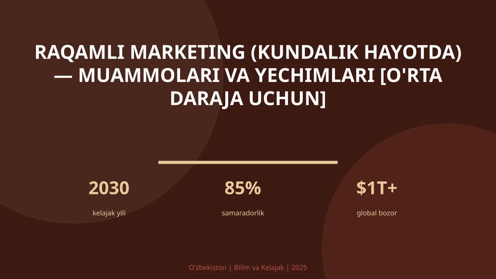 Raqamli marketing (kundalik hayotda) — muammolari va yechimlari [o'rta daraja uchun]