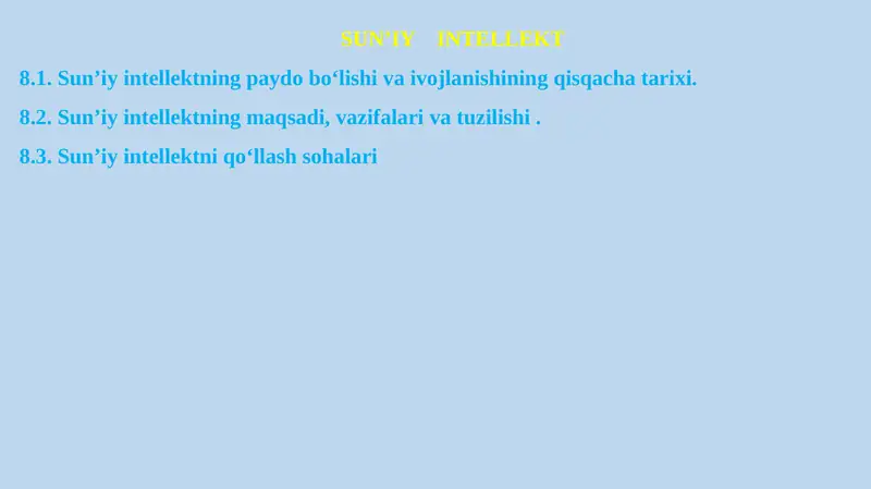 SUN’IY    INTELLEKT