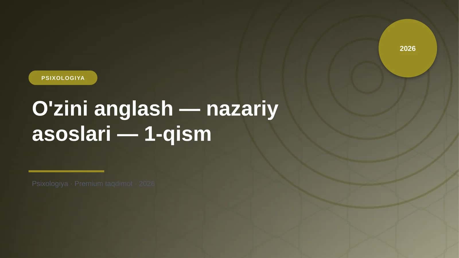 O'zini anglash — nazariy asoslari — 1-qism