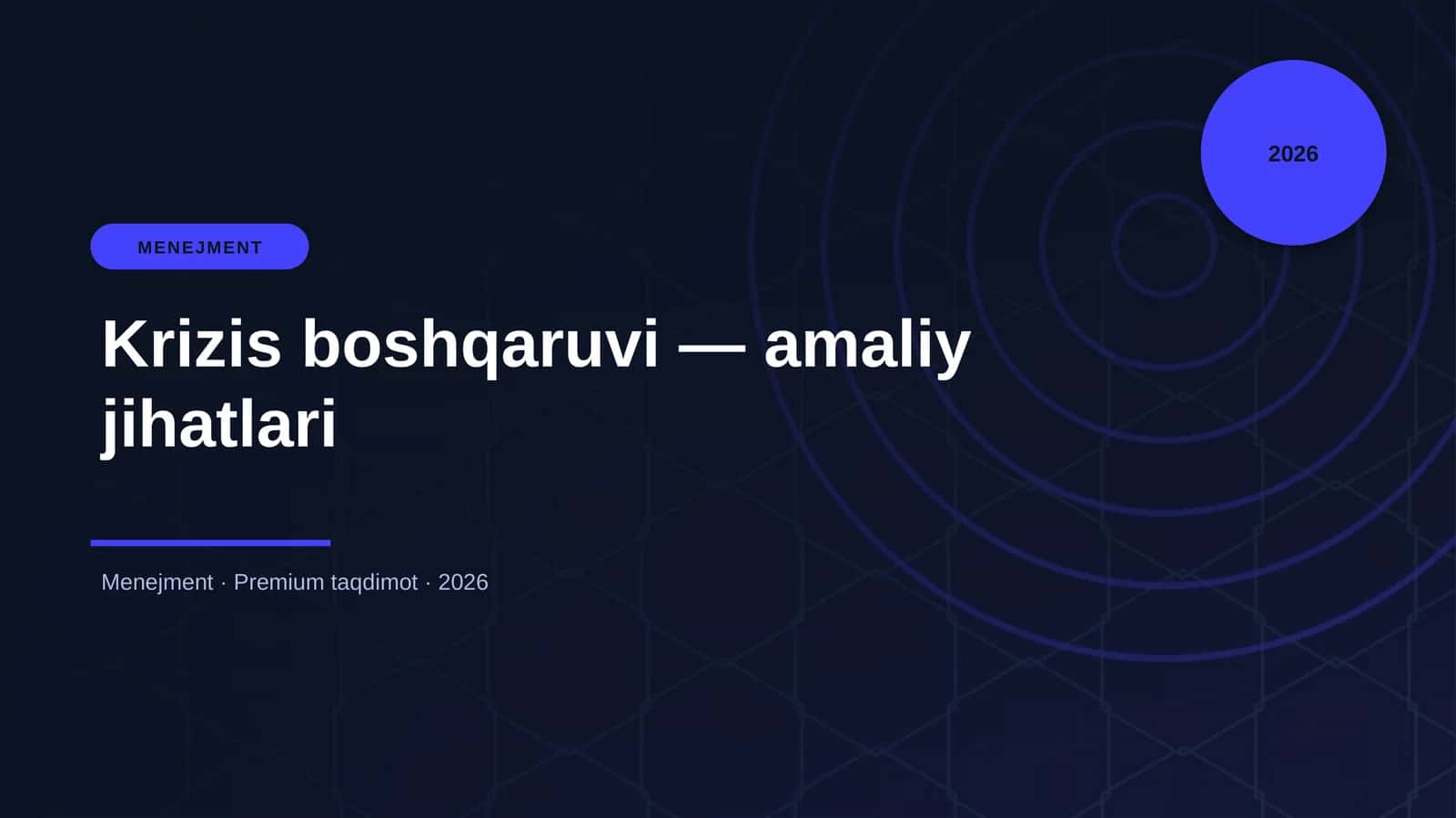 Krizis boshqaruvi — amaliy jihatlari