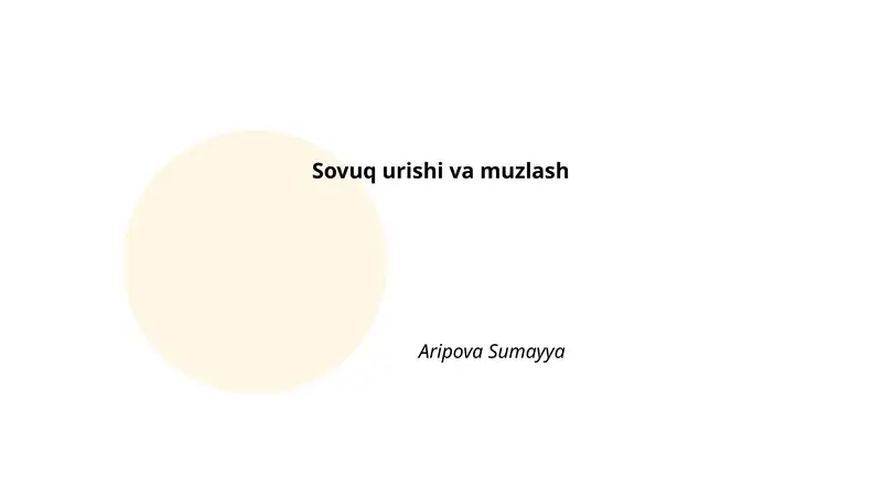 Sovuq urishi va muzlash