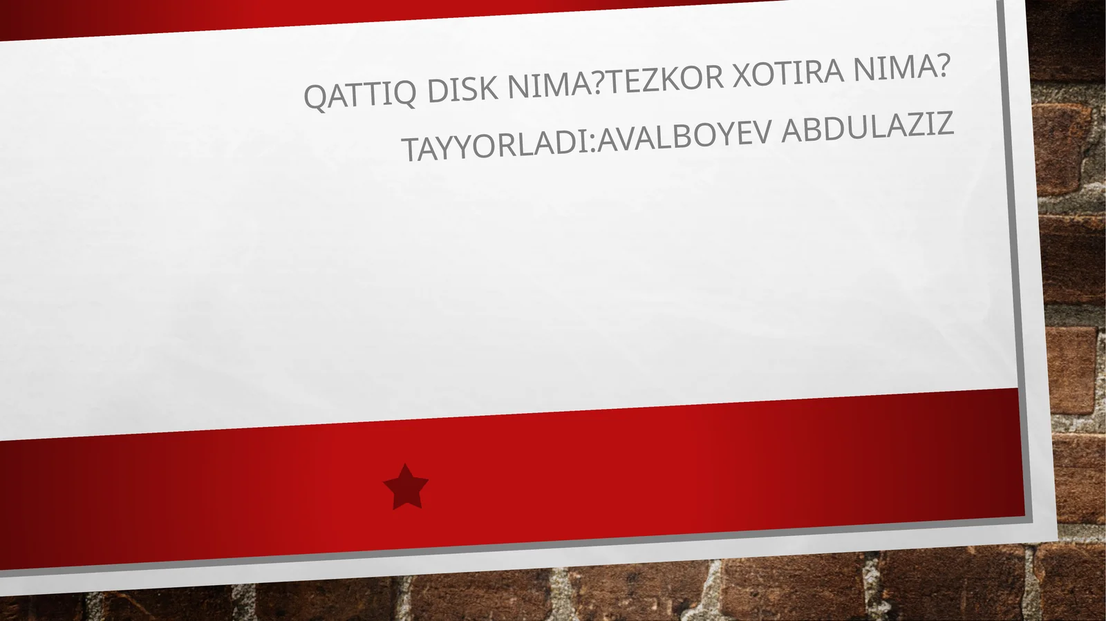 Qattiq disk nima?Tezkor Xotira nima?