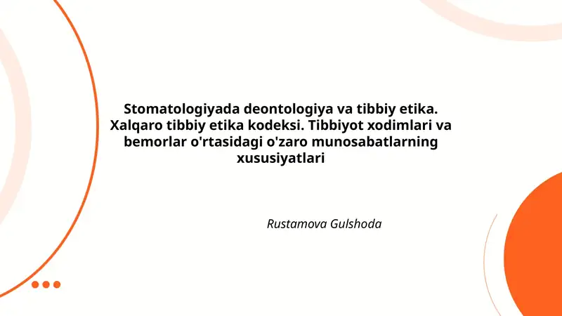 Tibbiyot xodimlari va bemorlar o'rtasidagi o'zaro munosabatlarning xususiyatlari